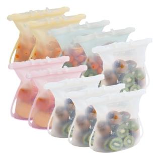 【仁舟淨塑】捲收矽密保鮮袋 超級分裝10件組 1000ml+1500ml(食物袋/密封袋/收納袋)