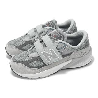 【NEW BALANCE】休閒鞋 FuelCell 990 V6 中童 灰 銀 寬楦 魔鬼氈 麂皮 小朋友 運動鞋 NB(PV990GL6-W)