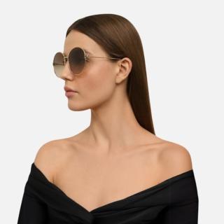【GUCCI 古馳】圓形金屬抗UV太陽眼鏡(GG1281SK-002)