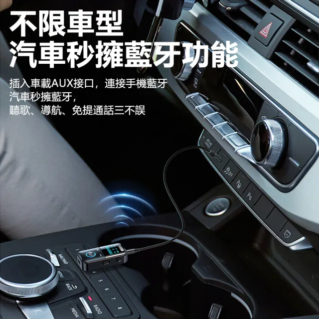【Nil】GT69 車載數顯音頻適配器 藍牙5.4 AUX車用音響發射器 手機平板電腦TF卡接收器