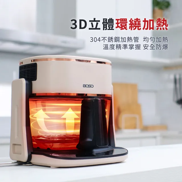【BOSO】迷你廚房 全能料理玻璃翻轉氣炸鍋/烘烤爐/氣炸烤箱/料理鍋