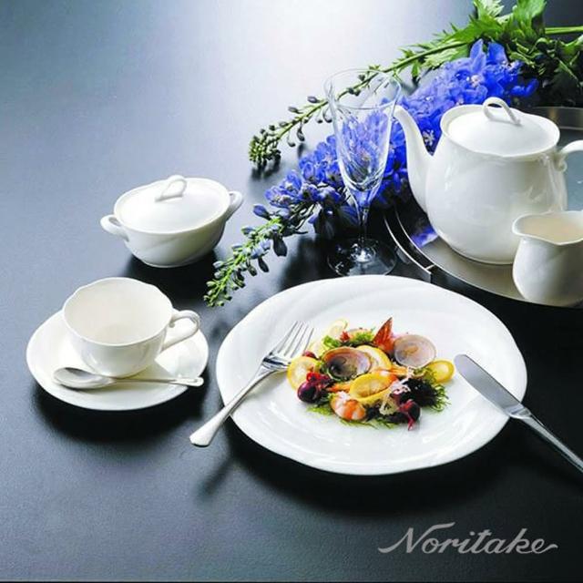 【NORITAKE】白色光芒典雅骨瓷-1壺+紅茶對杯組(下午茶禮盒組)