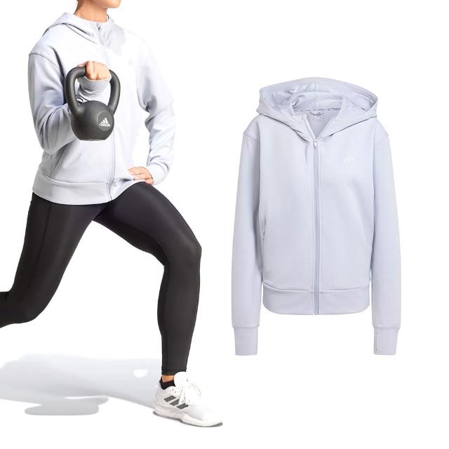【adidas 愛迪達】D4T FZ Hoodie  女款 薰衣草紫色 運動 休閒 連帽外套 JP2651