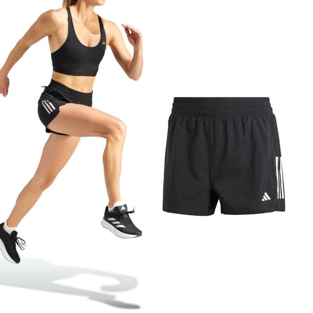 【adidas 愛迪達】OTR B Short 女款 黑色 拉鍊口袋 排汗 高腰 運動 短褲 IX6371