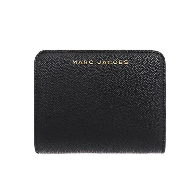 【MARC JACOBS 馬克賈伯】簡約黑魚子醬皮革拉鍊短夾(M0016993-001)