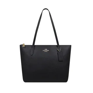 【COACH】防刮皮革中型托特包(黑色)