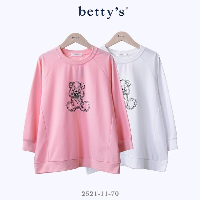 【betty’s 貝蒂思】熊熊刺繡無肩線長袖T-shirt(共二色)