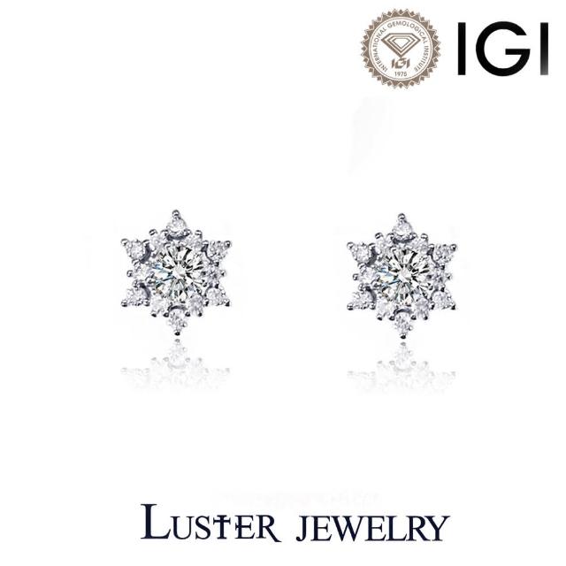 【Luster】母親節禮物!IGI 30分 幸運星 D/VS 培育鑽 鑽石耳環(IGI培育鑽石X2總重0.60ct)
