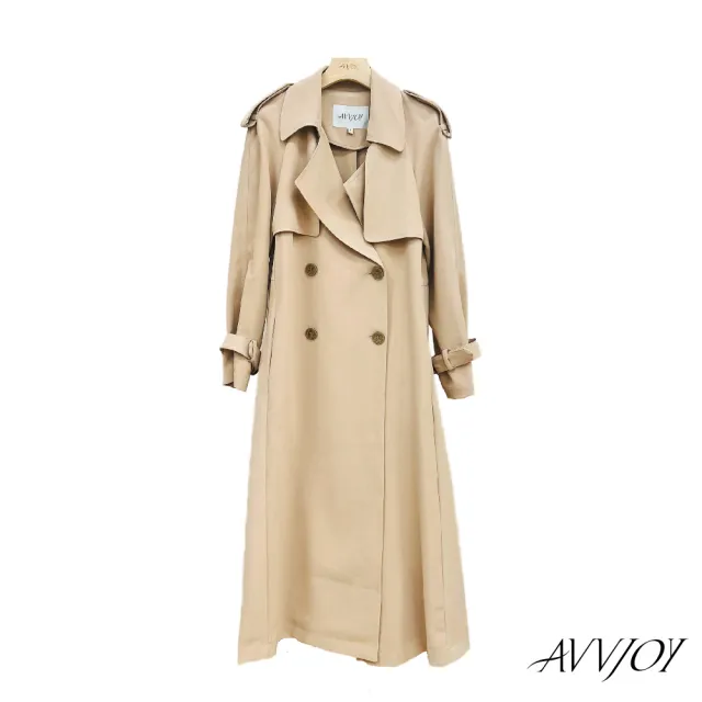 【AVVJOY 艾薇卓爾】系帶長風衣(上衣 外套 大衣 風衣 輕薄風 韓版風 長款風 防曬風衣 長款風衣 CLA0449OW)