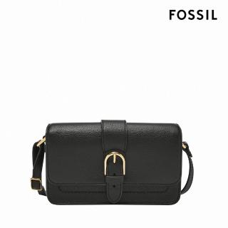 【FOSSIL 官方旗艦館】Zoey 翻蓋真皮小斜揹包-黑色 ZB1937001