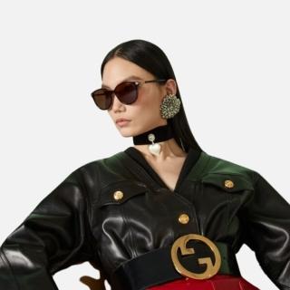 【GUCCI 古馳】方形膠框太陽眼鏡(GG1452SK-002)