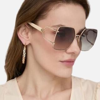 【GUCCI 古馳】蝶形金屬抗UV太陽眼鏡(GG1564SA-003 FORK系列)