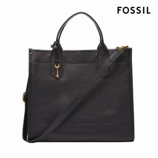 【FOSSIL 官方旗艦館】618狂歡｜Kyler 大容量真皮兩用方包-黑色 SHB3103001