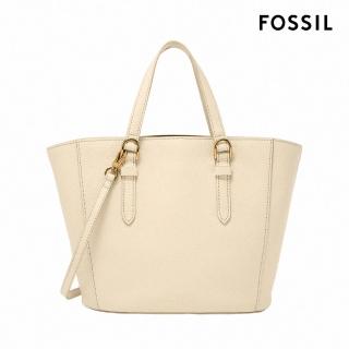 【FOSSIL 官方旗艦館】Tessa 真皮兩用大手提包-米白色 SHB3170111