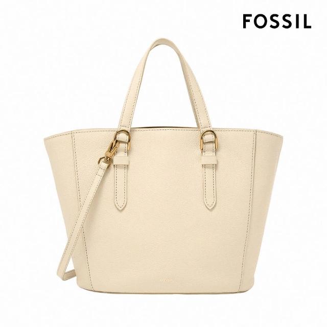 【FOSSIL 官方旗艦館】Tessa 真皮兩用大手提包-米白色 SHB3170111