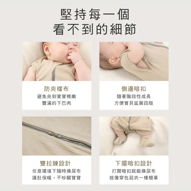 【KU.KU. 酷咕鴨】KUKU PLUS竹纖羅紋成長懶人包巾(嬰兒包巾/防踢睡袋/安睡背心)