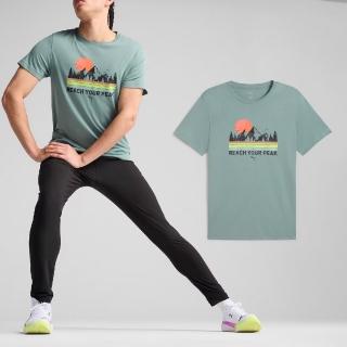 【PUMA】上衣 Running Outdoors 男款 綠 圖騰 跑步系列 戶外 短T 短袖(526598-30)