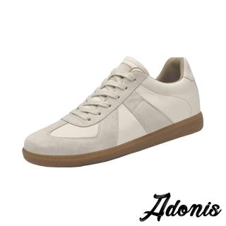 【Adonis】真皮休閒鞋 平底休閒鞋/真皮頭層牛皮異材質拼接平底休閒鞋-男鞋(米)