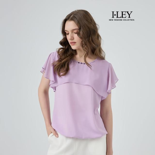 【ILEY 伊蕾】柔美垂墜造型雪紡上衣(紫；M-XL；1252181035)