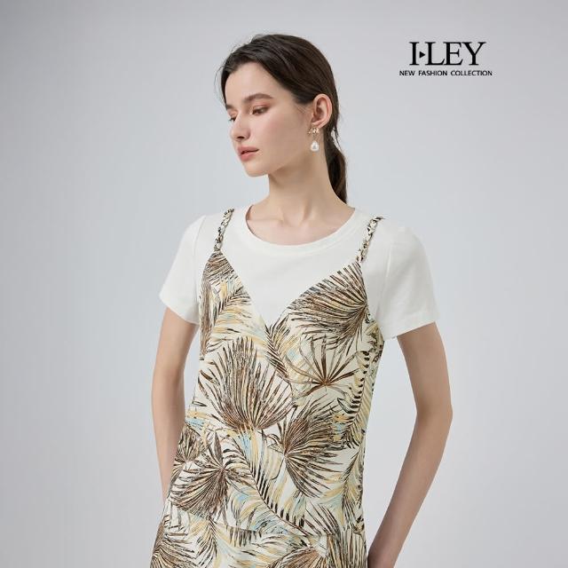 【ILEY 伊蕾】夏日棕梠印花縲縈棉質上衣(白；M-XL；1252011426)