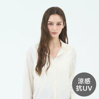 【GIORDANO 佐丹奴】女裝涼感抗UV輕薄襯衫(05 米白色)