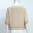 【ILEY 伊蕾】質感十字紋拼接雪紡上衣(杏；M-2L；1252011025)