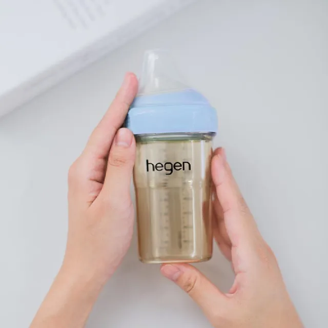【hegen】總代理｜PCTO™金色奇蹟PPSU多功能方圓型寬口奶瓶 240ml 雙瓶組(象牙白)