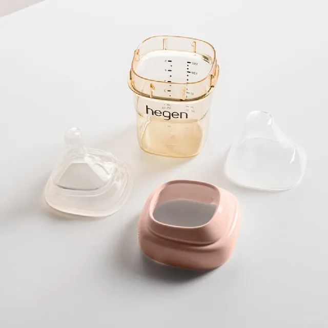 【hegen】總代理｜PCTO™金色奇蹟PPSU多功能方圓型寬口奶瓶 240ml 雙瓶組(象牙白)