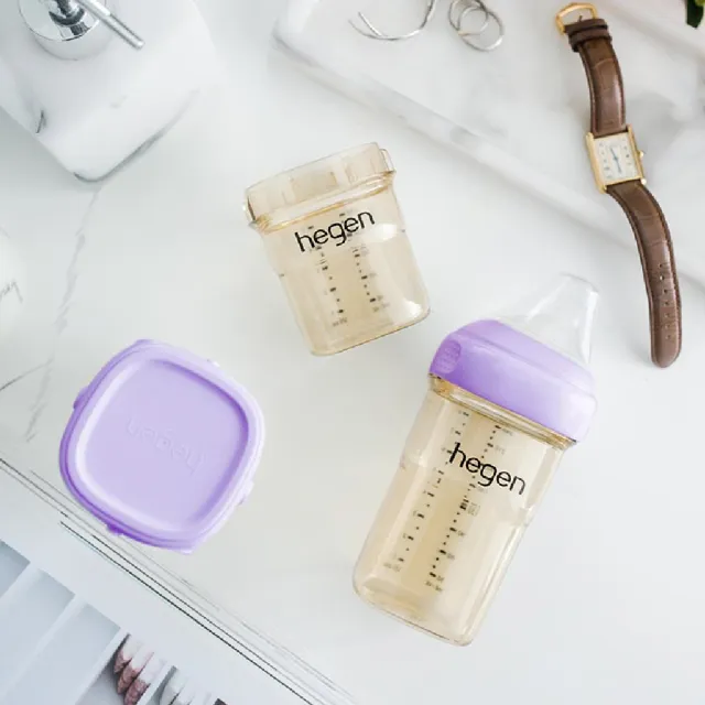 【hegen】總代理｜PCTO™金色奇蹟PPSU多功能方圓型寬口奶瓶 330ml 雙瓶組(象牙白)