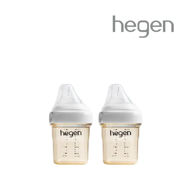 【hegen】總代理｜PCTO™金色奇蹟PPSU多功能方圓型寬口奶瓶 150ml 雙瓶組(象牙白)