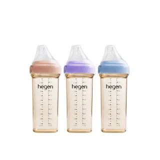 【hegen 總代理】PCTO™ 金色奇蹟PPSU多功能方圓型寬口奶瓶 330ml(嫣粉/沁藍/漾紫)