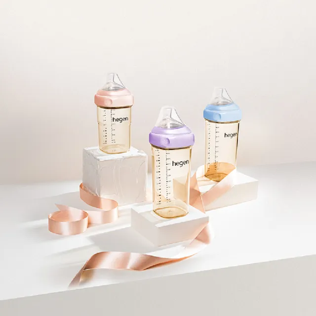 【hegen】總代理｜PCTO™金色奇蹟PPSU多功能方圓型寬口奶瓶 330ml(嫣粉/沁藍/漾紫)