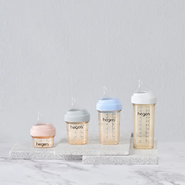 【hegen】總代理｜PCTO™金色奇蹟PPSU多功能方圓型寬口奶瓶 150ml(嫣粉/沁藍/漾紫)