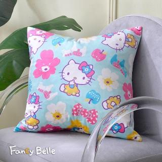 【Great Living 格蕾寢飾】義大利Fancy Belle《HELLO KITTY北歐花園》麂皮靠墊 45*45CM