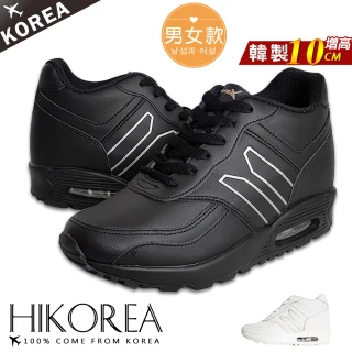 【HIKOREA】正韓製/版型偏小。氣墊激瘦韓妞最愛情侶增高10公分休閒款/運動鞋/包鞋(mncalton-黑/現+預)