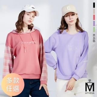 【MYVEGA 麥雪爾】MA厚磅空氣棉刺繡/連帽上衣-共三款(太空棉/女上衣/高含棉/純棉/T恤)