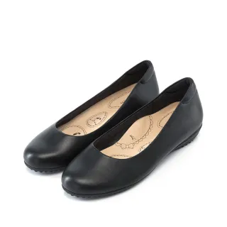 【DIANA】輕彈舒適OL真皮圓頭低跟制鞋-漫步雲端布朗尼美人款(黑色)