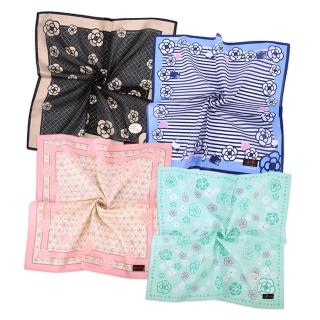 【CLATHAS】山茶花格紋LOGO純綿帕巾單入(任選)