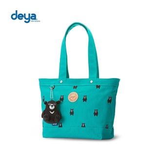 【deya】熊森林系刺繡帆布小托特包-綠色(特包 手提包)