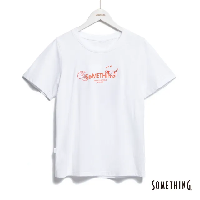 【SOMETHING】女裝 貓咪刺繡印花短袖T恤(白色)