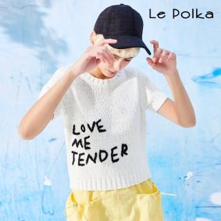 【Le Polka】手繪文字針織上衣-女