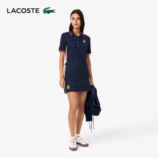 【LACOSTE】女裝-法國製紋理網眼布短裙(海軍藍)
