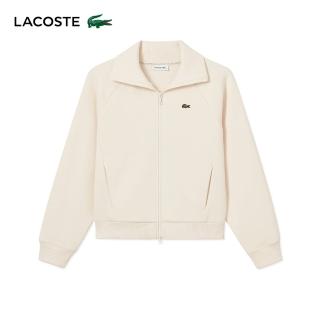 【LACOSTE】女裝-素色網眼布長袖運動夾克(米色)