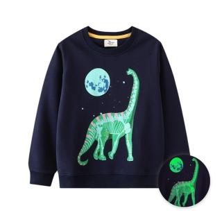【橘魔法】夜光宇宙腕龍毛圈棉長袖上衣(衛衣 薄長袖 男童 兒童 童裝 恐龍)