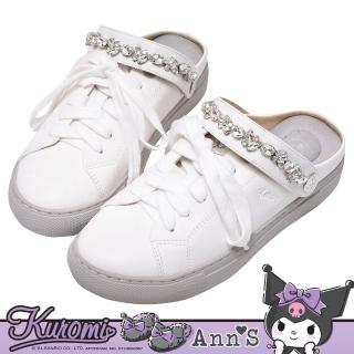 【Ann’S】Ann’S X Sanrio三麗鷗 酷洛米聯名 冰心鑽石拉帶可兩穿單色刺繡平底穆勒鞋3cm(白)