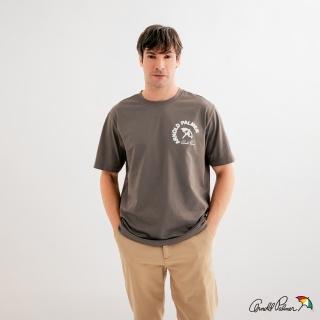 【Arnold Palmer 雨傘】中性款-傘LOGO精緻刺繡T-Shirt(灰色)