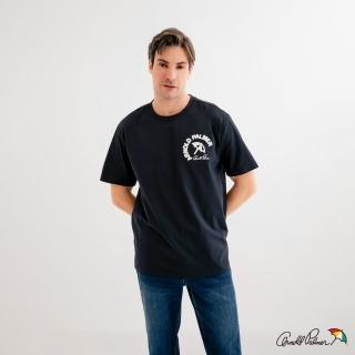 【Arnold Palmer 雨傘】中性款-傘LOGO精緻刺繡T-Shirt(藏青色)