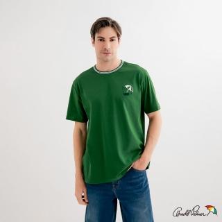 【Arnold Palmer 雨傘】中性款-傘LOGO植絨印花T-Shirt(綠色)