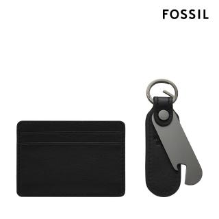 【FOSSIL 官方旗艦館】Steven 卡夾開瓶器鑰匙圈禮盒組-黑色 MLG0791001
