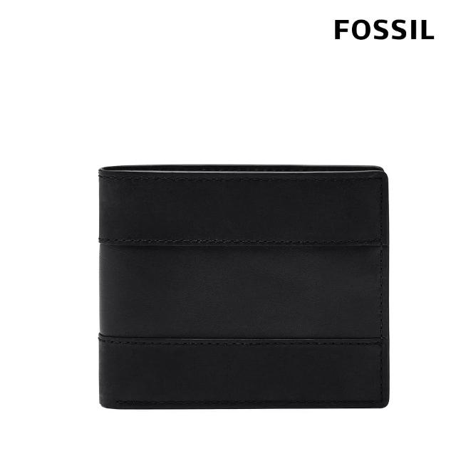 【FOSSIL 官方旗艦館】Everett 真皮證件格經典皮夾-黑色 ML4397001(禮盒組附鐵盒)